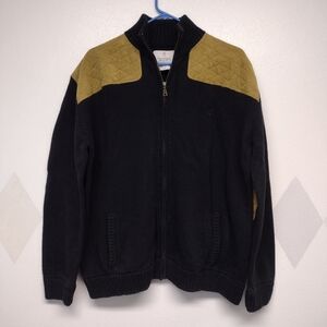 Browning for Her black full zip sweater with faux leather details